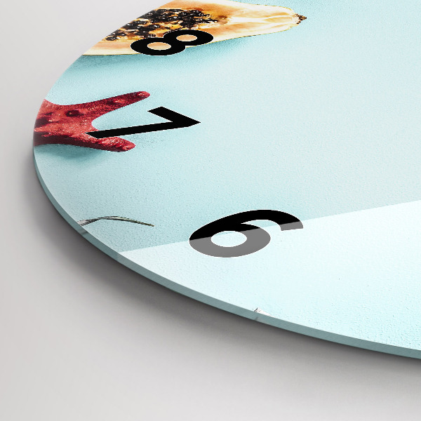 Ceas rotund de perete din sticlă Compoziția de vacanță