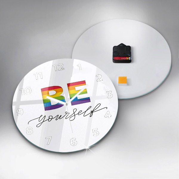 Ceas rotund de perete din sticlă Inscripția Fii tu însuți