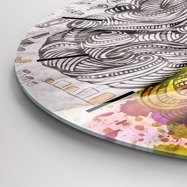 Ceas rotund de perete din sticlă Abstracția creierului