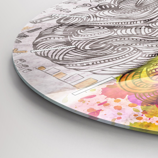 Ceas rotund de perete din sticlă Abstracția creierului