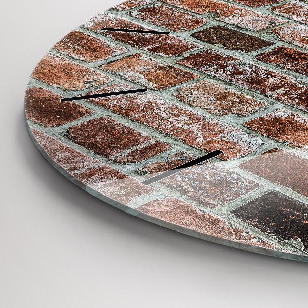 Ceas rotund de perete din sticlă Zid de cărămidă