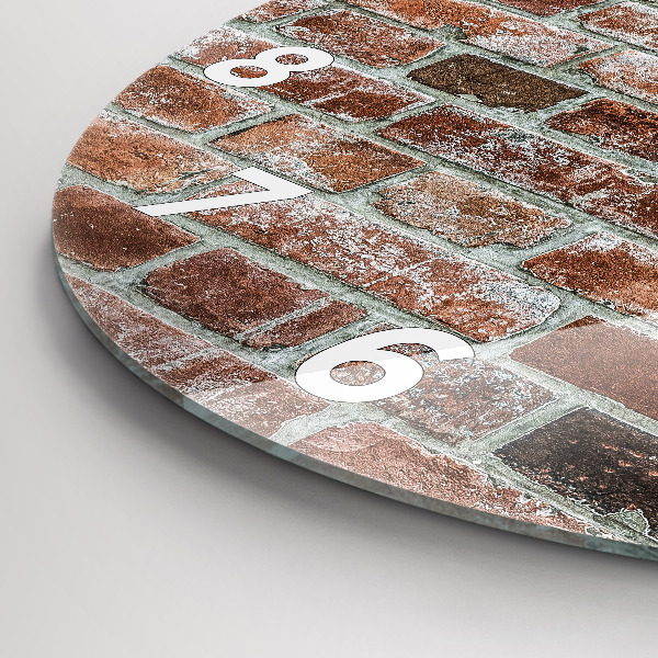 Ceas rotund de perete din sticlă Zid de cărămidă