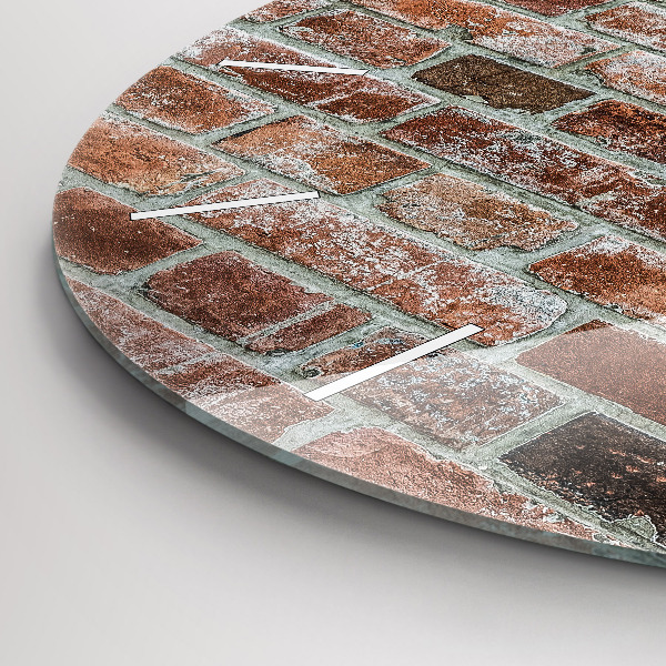 Ceas rotund de perete din sticlă Zid de cărămidă