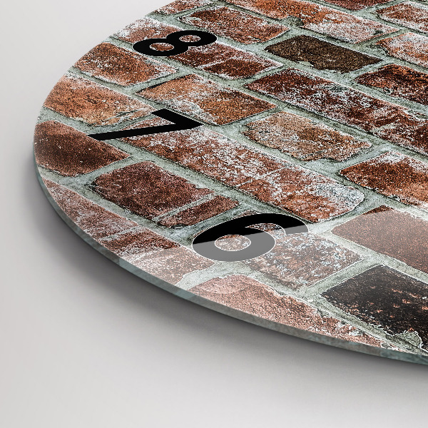 Ceas rotund de perete din sticlă Zid de cărămidă