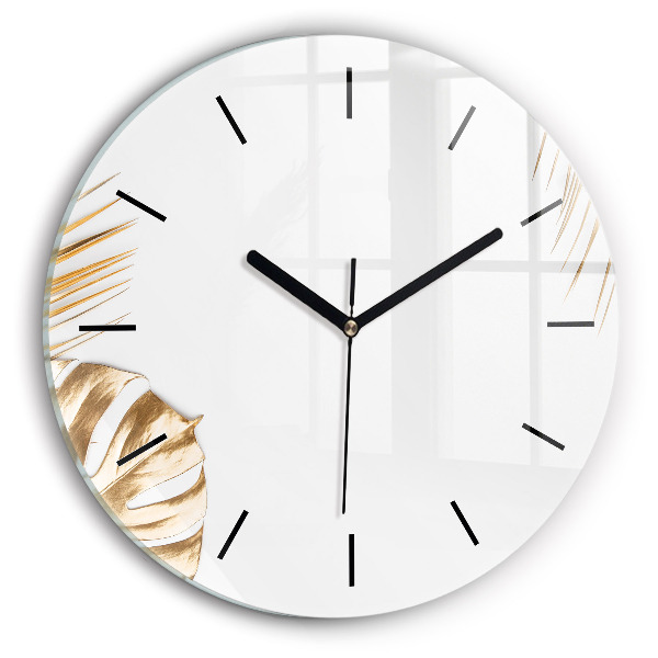 Ceas rotund de perete din sticlă Frunze tropicale