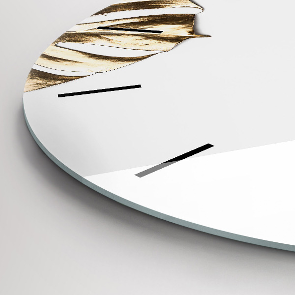 Ceas rotund de perete din sticlă Frunze tropicale