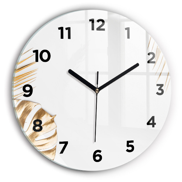 Ceas rotund de perete din sticlă Frunze tropicale