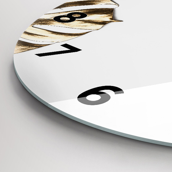 Ceas rotund de perete din sticlă Frunze tropicale