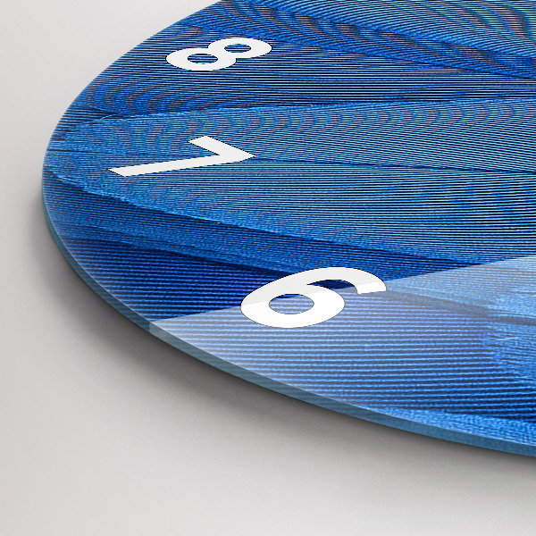 Ceas rotund de perete din sticlă Pene de pasăre