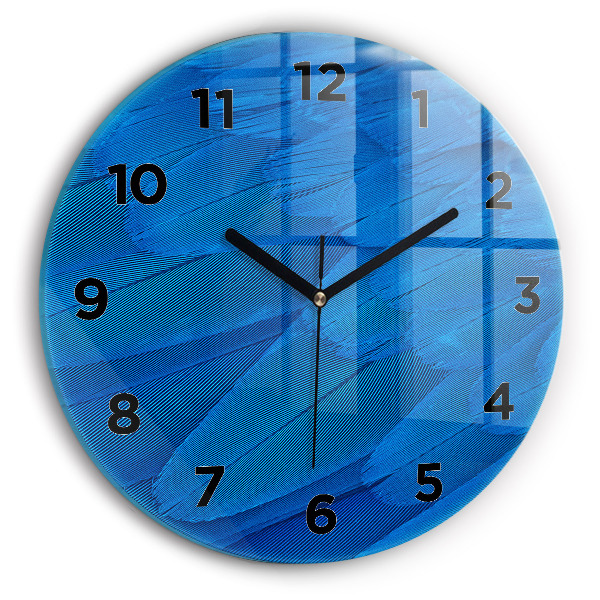 Ceas rotund de perete din sticlă Pene de pasăre