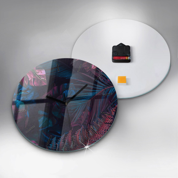 Ceas rotund de perete din sticlă Flori exotice