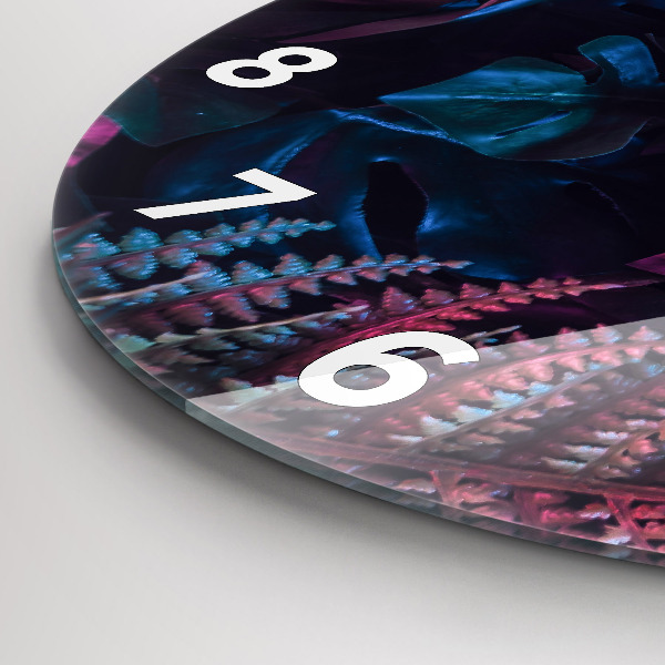 Ceas rotund de perete din sticlă Flori exotice