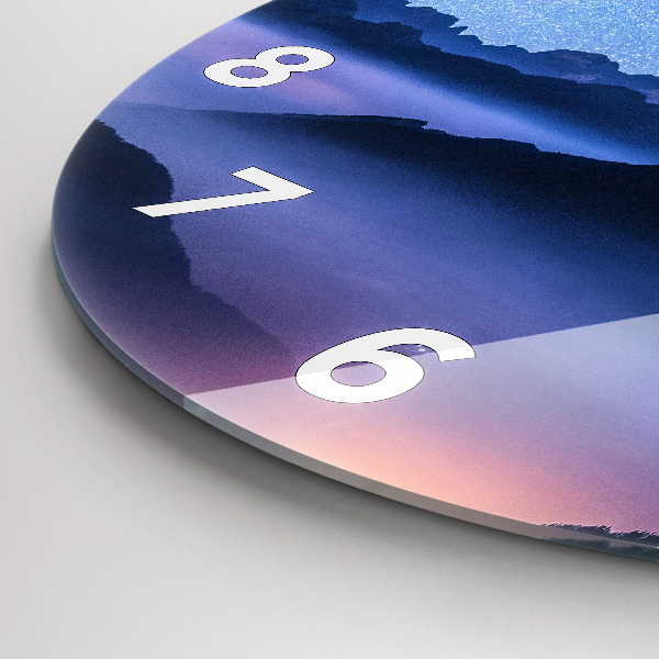 Ceas rotund de perete din sticlă Calea Lactee și munții