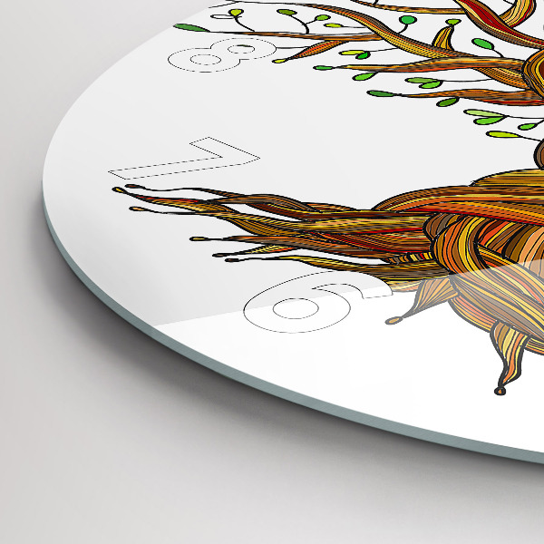 Ceas rotund de perete din sticlă Arborele și rădăcinile