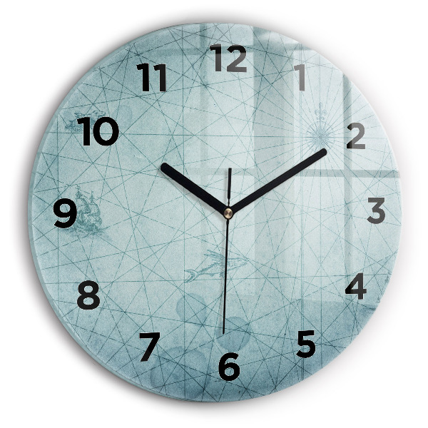 Ceas rotund de perete din sticlă Hartă de epocă