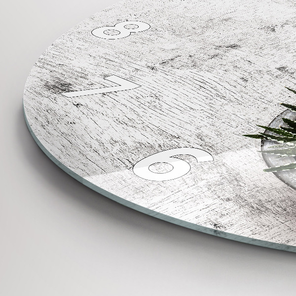 Ceas rotund de perete din sticlă Plante decorative