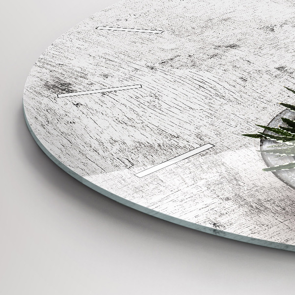 Ceas rotund de perete din sticlă Plante decorative