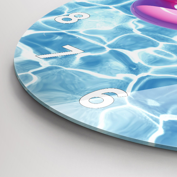 Ceas rotund de perete din sticlă Gonflabile Flamingos