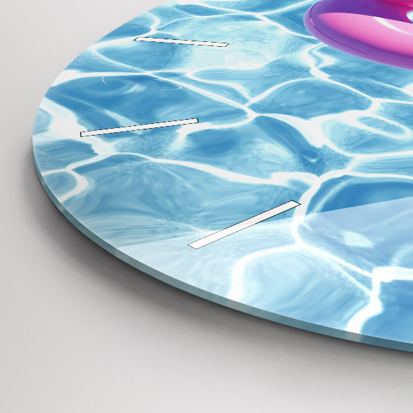 Ceas rotund de perete din sticlă Gonflabile Flamingos