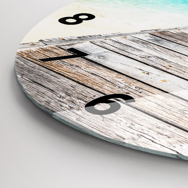 Ceas rotund de perete din sticlă Insulă tropicală