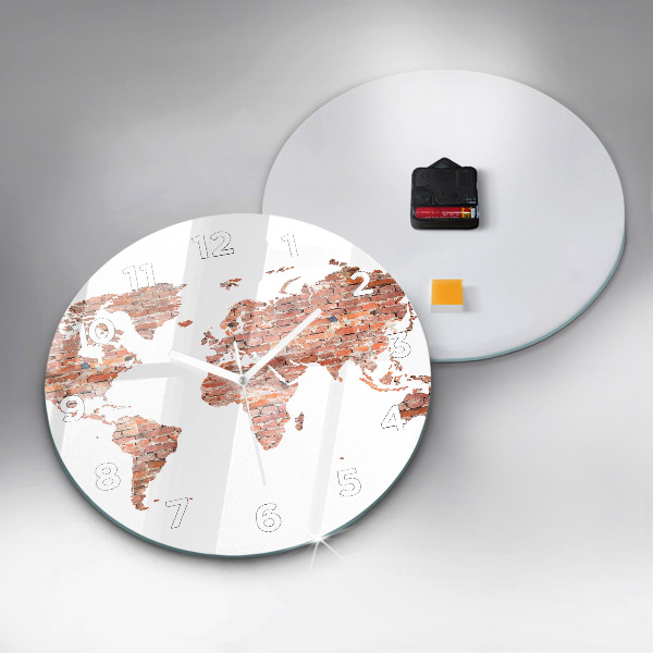 Ceas rotund de perete din sticlă Hartă veche din cărămidă