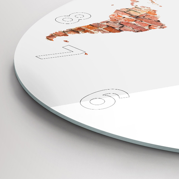 Ceas rotund de perete din sticlă Hartă veche din cărămidă