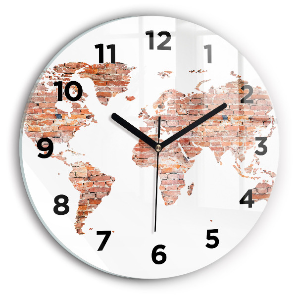 Ceas rotund de perete din sticlă Hartă veche din cărămidă