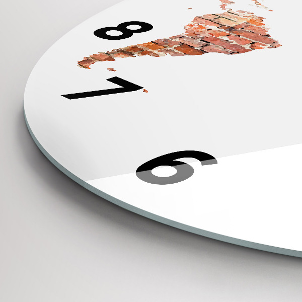 Ceas rotund de perete din sticlă Hartă veche din cărămidă