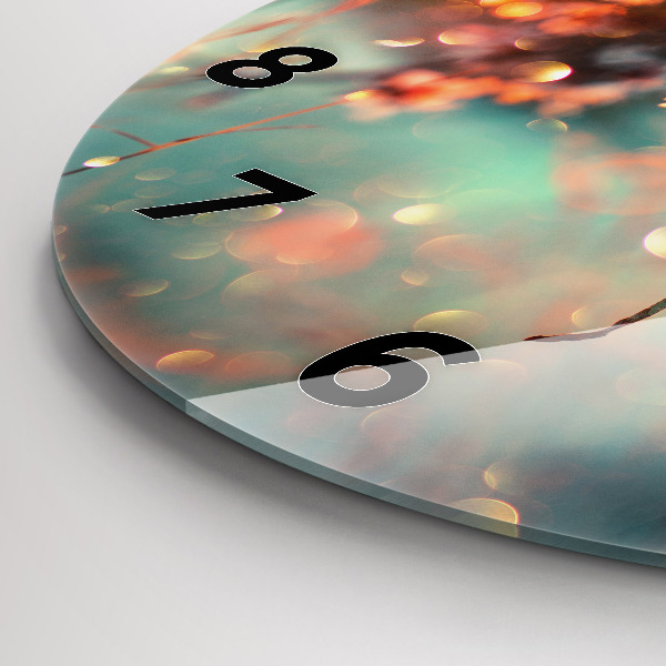 Ceas rotund de perete din sticlă Flori de primavara