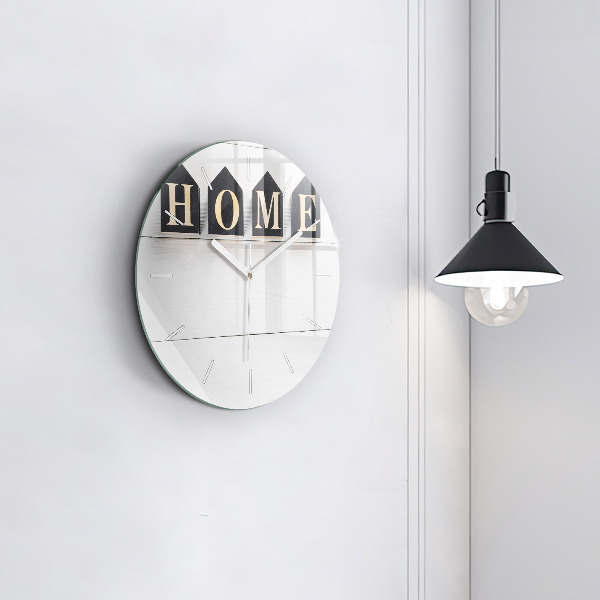 Ceas rotund de perete din sticlă Inscripția casei