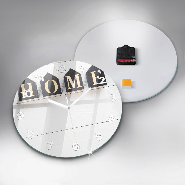 Ceas rotund de perete din sticlă Inscripția casei