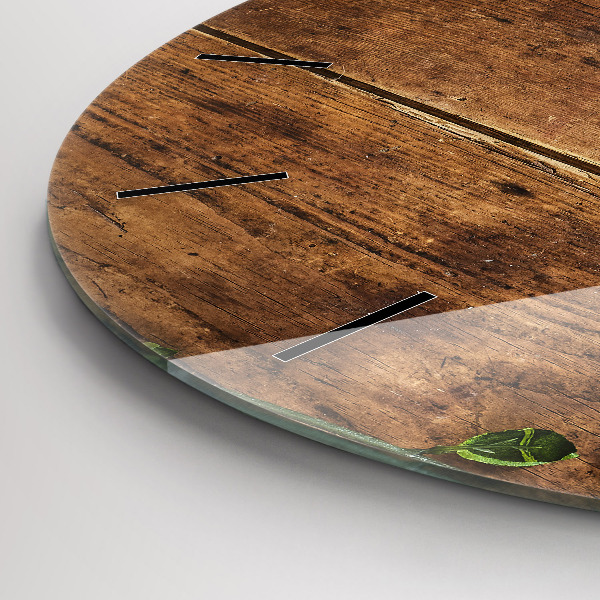 Ceas rotund de perete din sticlă Lemn rustic