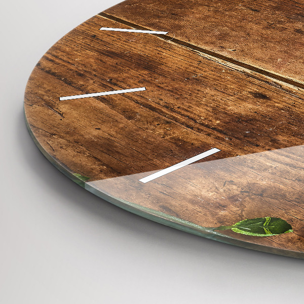 Ceas rotund de perete din sticlă Lemn rustic