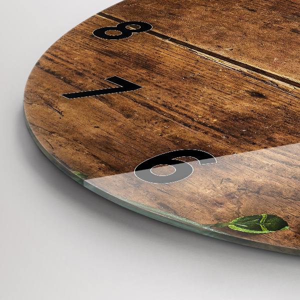 Ceas rotund de perete din sticlă Lemn rustic