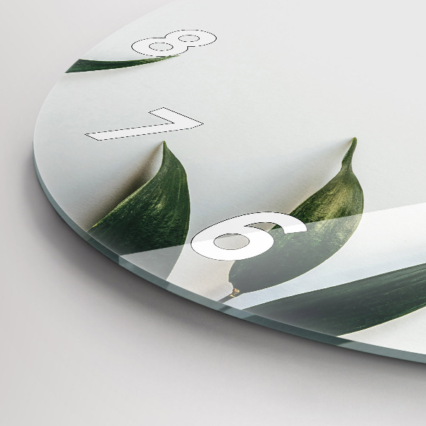 Ceas rotund de perete din sticlă Rama de frunze