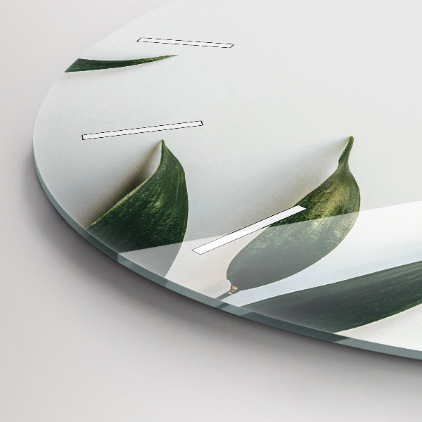 Ceas rotund de perete din sticlă Rama de frunze