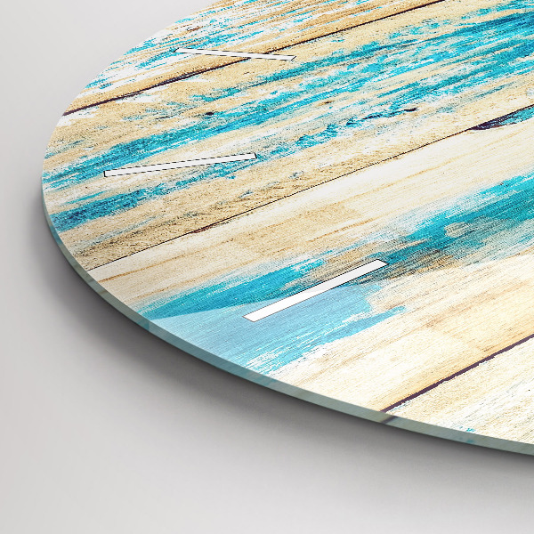 Ceas rotund de perete din sticlă Lemn zgâriat