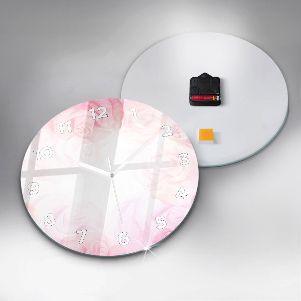 Ceas rotund de perete din sticlă Trandafiri abstracti