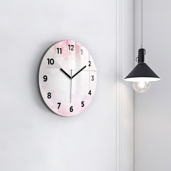 Ceas rotund de perete din sticlă Trandafiri abstracti