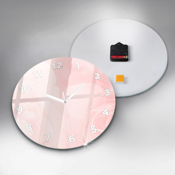 Ceas rotund de perete din sticlă Trandafiri înfloriți