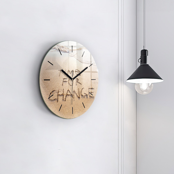 Ceas rotund de perete din sticlă Citat de plajă