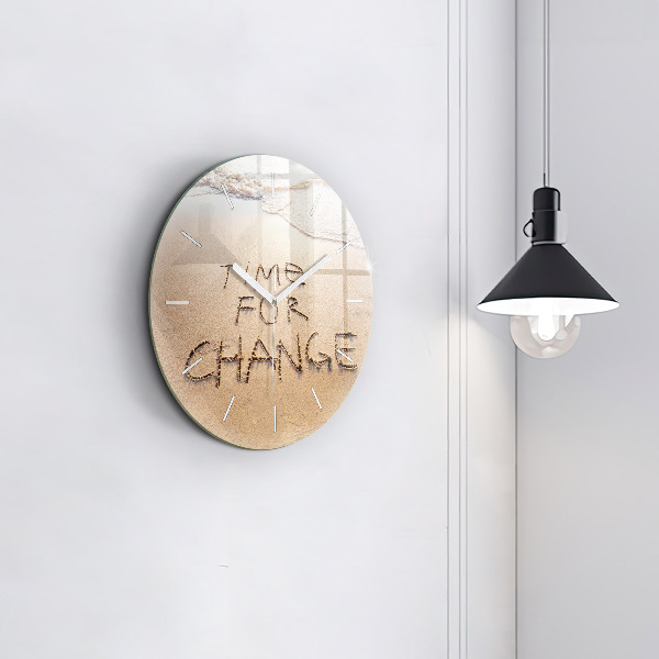 Ceas rotund de perete din sticlă Citat de plajă