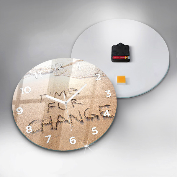 Ceas rotund de perete din sticlă Citat de plajă