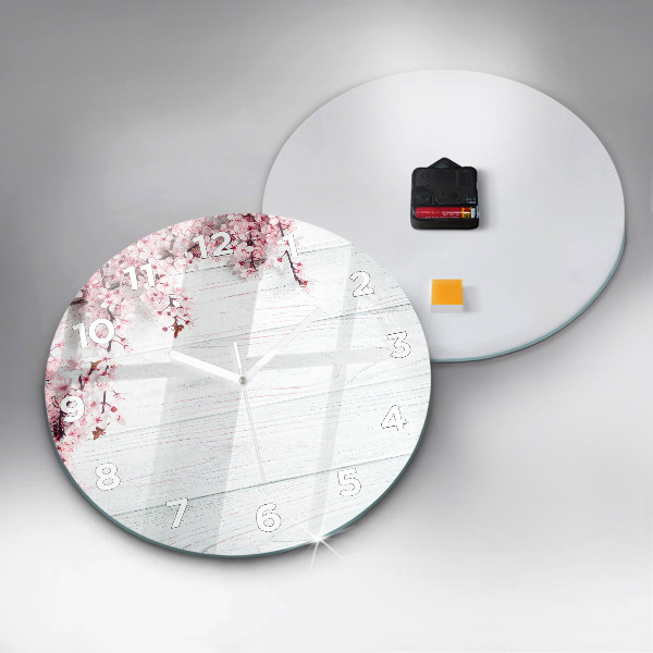 Ceas rotund de perete din sticlă Flori de primavara