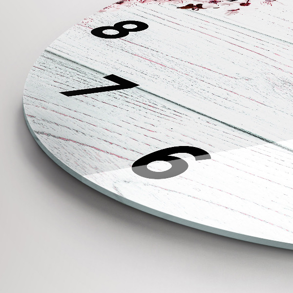 Ceas rotund de perete din sticlă Flori de primavara