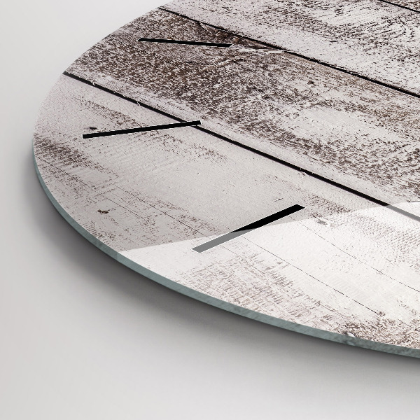 Ceas rotund de perete din sticlă Scânduri din lemn strălucitor