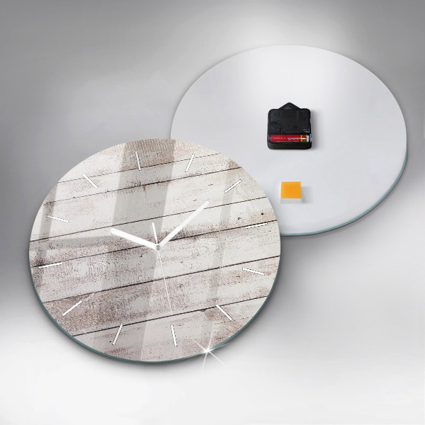 Ceas rotund de perete din sticlă Scânduri din lemn strălucitor