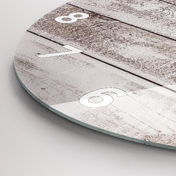 Ceas rotund de perete din sticlă Scânduri din lemn strălucitor