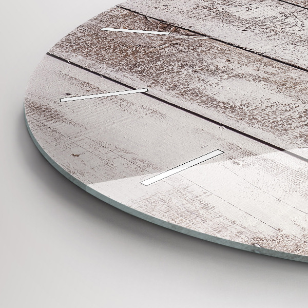 Ceas rotund de perete din sticlă Scânduri din lemn strălucitor