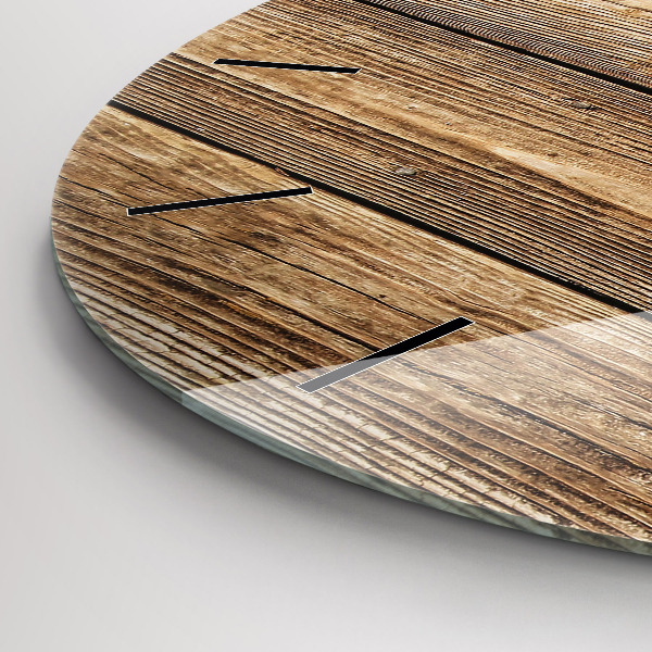 Ceas rotund de perete din sticlă Scânduri de lemn